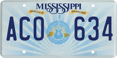 MS license plate ACO634