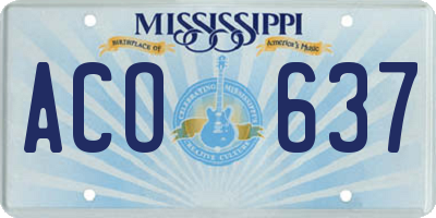 MS license plate ACO637