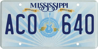MS license plate ACO640