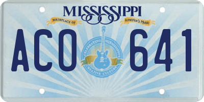 MS license plate ACO641