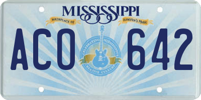 MS license plate ACO642
