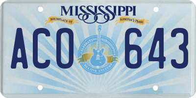 MS license plate ACO643