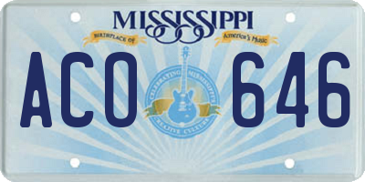 MS license plate ACO646