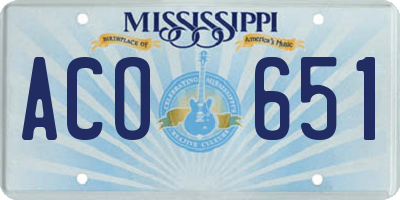 MS license plate ACO651