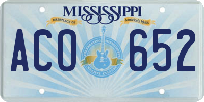MS license plate ACO652