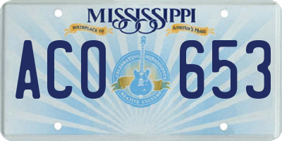 MS license plate ACO653