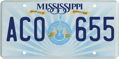 MS license plate ACO655
