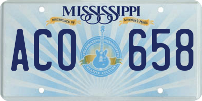 MS license plate ACO658