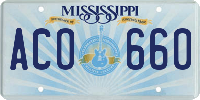 MS license plate ACO660