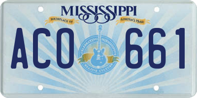 MS license plate ACO661