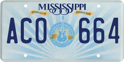 MS license plate ACO664
