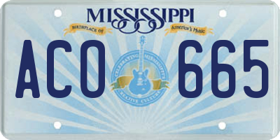 MS license plate ACO665