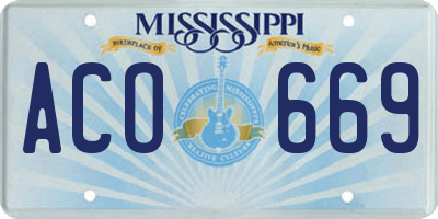MS license plate ACO669
