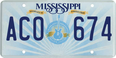 MS license plate ACO674
