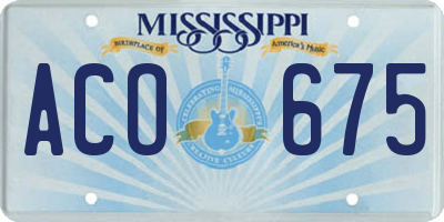 MS license plate ACO675