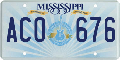 MS license plate ACO676