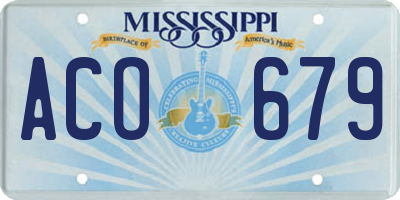 MS license plate ACO679