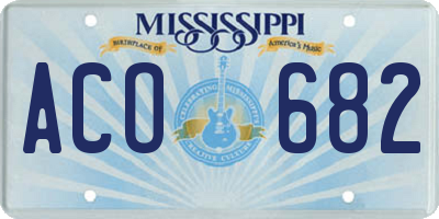 MS license plate ACO682