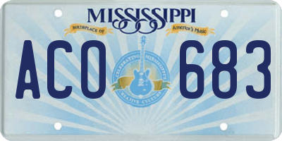 MS license plate ACO683