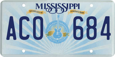 MS license plate ACO684