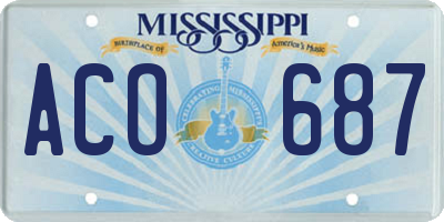MS license plate ACO687