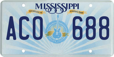 MS license plate ACO688