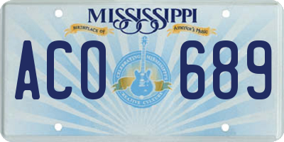 MS license plate ACO689