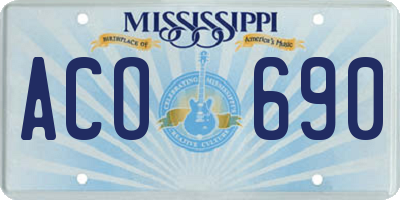 MS license plate ACO690