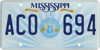 MS license plate ACO694
