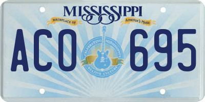 MS license plate ACO695
