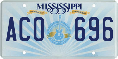 MS license plate ACO696