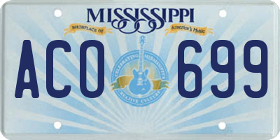 MS license plate ACO699