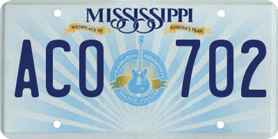 MS license plate ACO702
