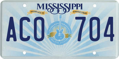 MS license plate ACO704