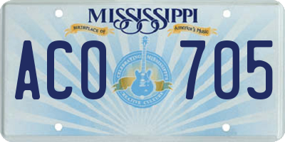 MS license plate ACO705