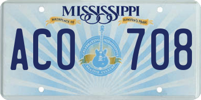 MS license plate ACO708
