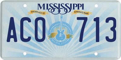MS license plate ACO713