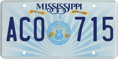 MS license plate ACO715