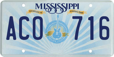 MS license plate ACO716