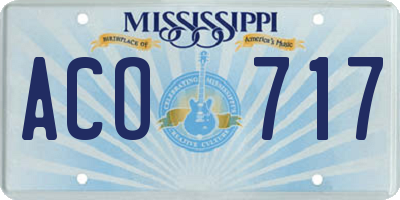 MS license plate ACO717