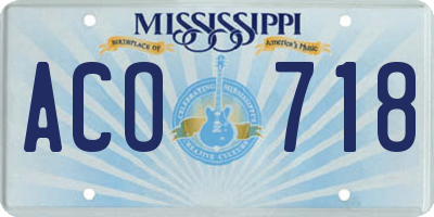 MS license plate ACO718