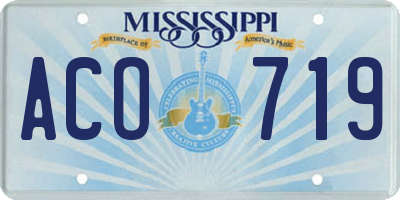 MS license plate ACO719