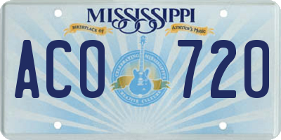 MS license plate ACO720