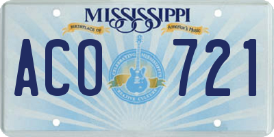 MS license plate ACO721