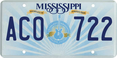 MS license plate ACO722