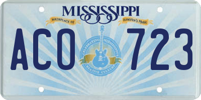 MS license plate ACO723
