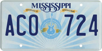 MS license plate ACO724