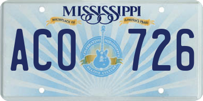 MS license plate ACO726