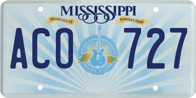 MS license plate ACO727