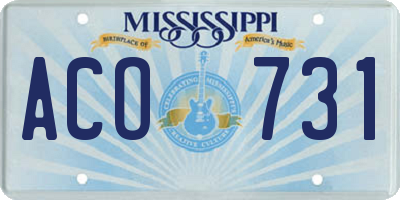 MS license plate ACO731